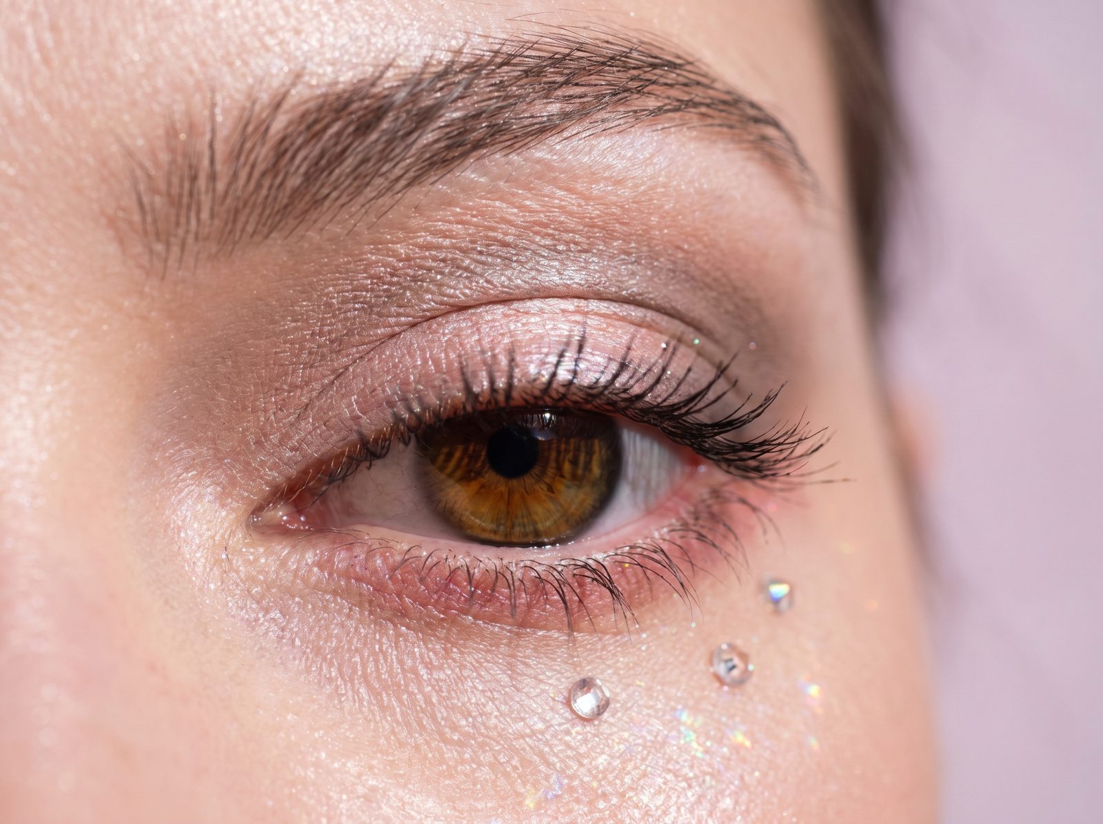 Extreme macro beauty close-up — eye and lashes