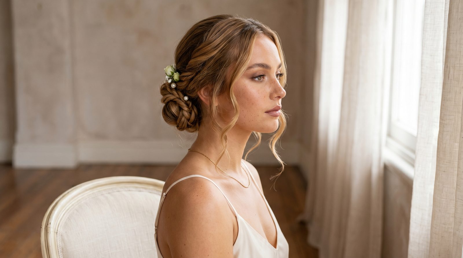 Brisbane bridal makeup and hairstyling — soft glam wedding portrait by JulieVCE